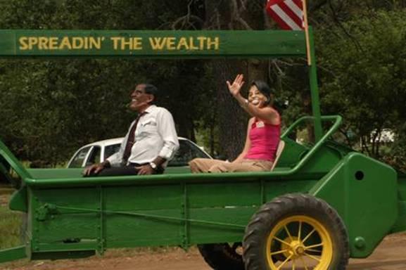 The Obama's in their manure spreader supported by ...