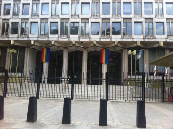 Rainbow Flags Draped from U.S. Embassy in London...