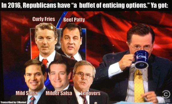 Great 2016 repuglicanus'es candidates by Colbert...
