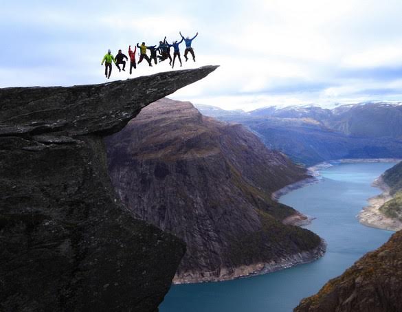 Jumping on the Trolltonga Rock in Norway...