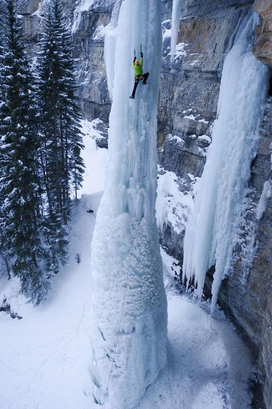 Climbing a frozen waterfall...