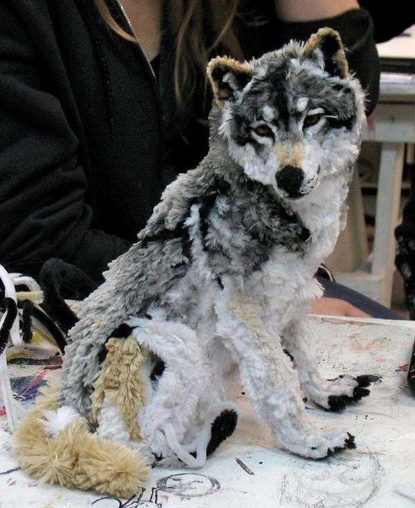 This wolf is made from nothing but pipe cleaners....