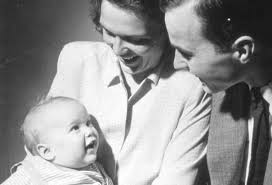 George and Barbara Bush with baby Dubya...