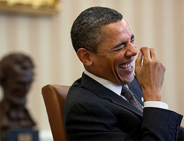 Obama-laughing at idiotcy...