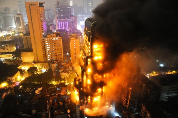 This building is burning on all floors yet did not...