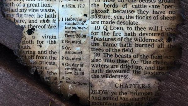 Lone Bible page found during the clean-up...