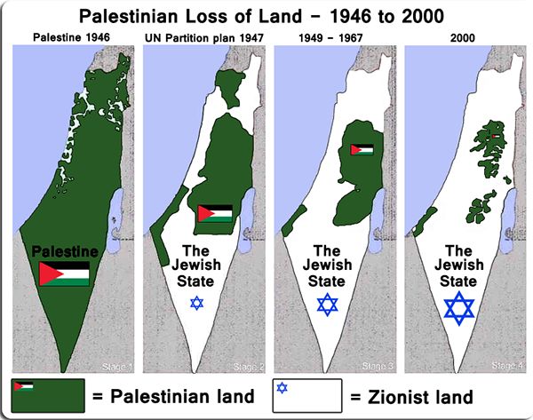 This map shows how much land Zionists have stolen ...