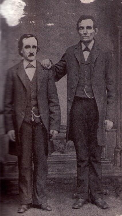 Edgar Allen Poe poses with Abraham Lincoln in Math...