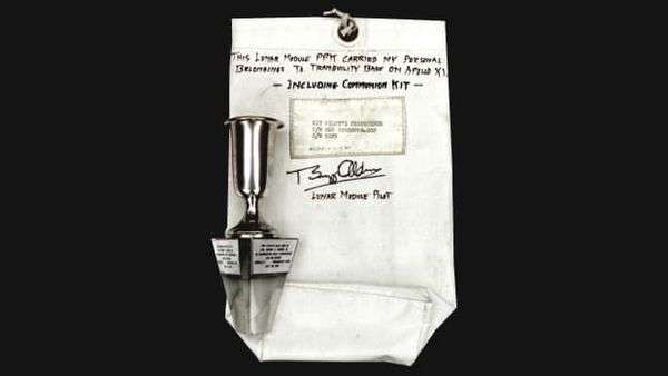Aldrin's chalice and communion bag....