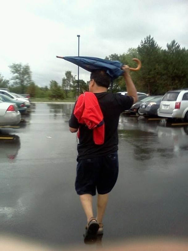he man who forgot how to use an umbrella...