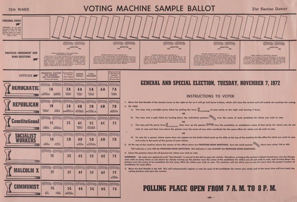 Sample ballot from 1972 during the Cold War...