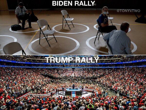 BIDEN'S  RALLY HAD ONLY 3 PEOPL BUT  CLAIMED 80 MI...