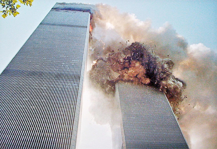 South Tower seconds after collapse initiation....