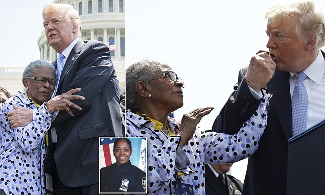 President Trump consoles the mother of a slain NYP...