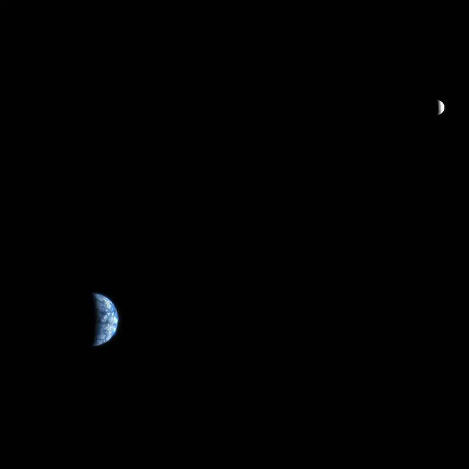 This photo of earth and moon was taken by the High...