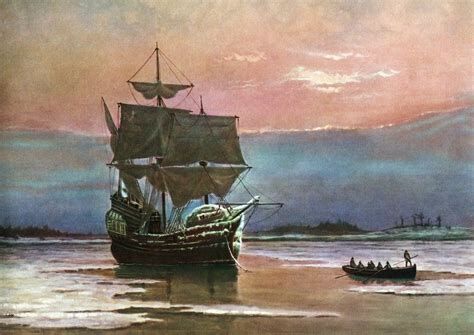 The Mayflower Merchant Ship enroute from England t...